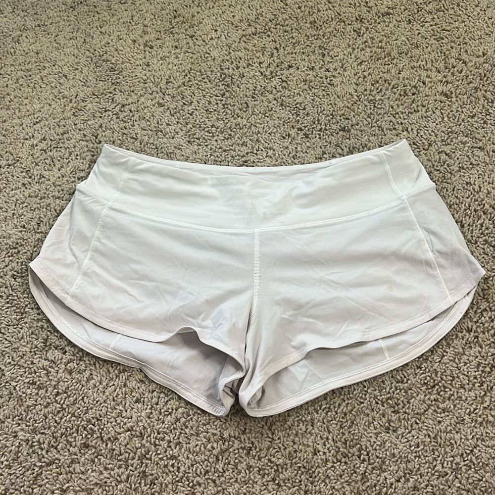 Lululemon white speed up shorts